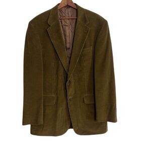 Lands' End Corduroy Notch Lapel Two-Button 100% Cotton Blazer Tan Size 43L